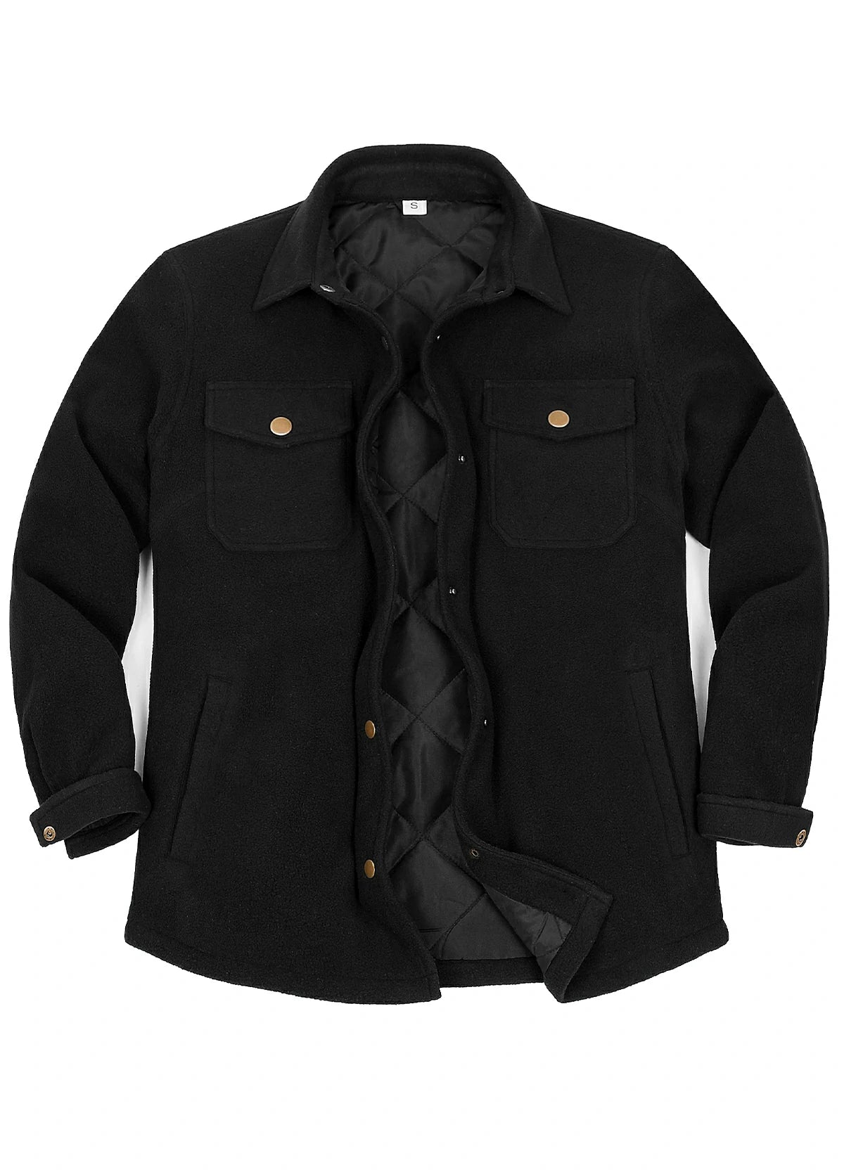 Women's Quilted Lined Snap Button Shirt Jacket