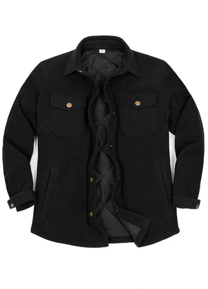 Women's Quilted Lined Snap Button Shirt Jacket