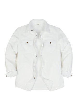 Women's Quilted Lined Snap Button Shirt Jacket