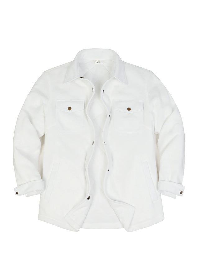 Women's Quilted Lined Snap Button Shirt Jacket
