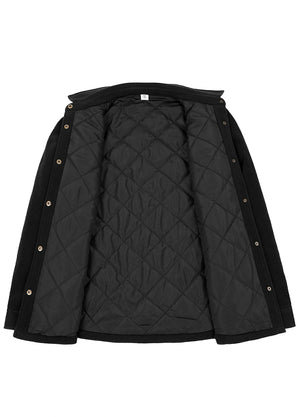 Women's Quilted Lined Snap Button Shirt Jacket