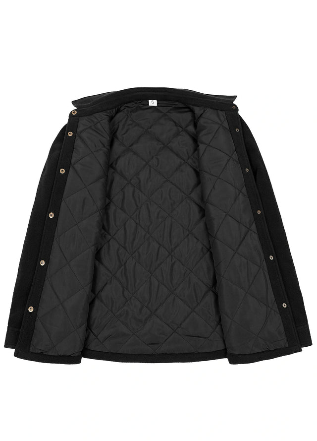 Women's Quilted Lined Snap Button Shirt Jacket