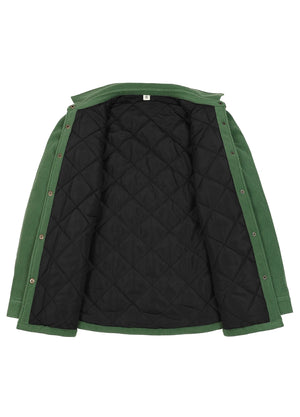 Women's Quilted Lined Snap Button Shirt Jacket