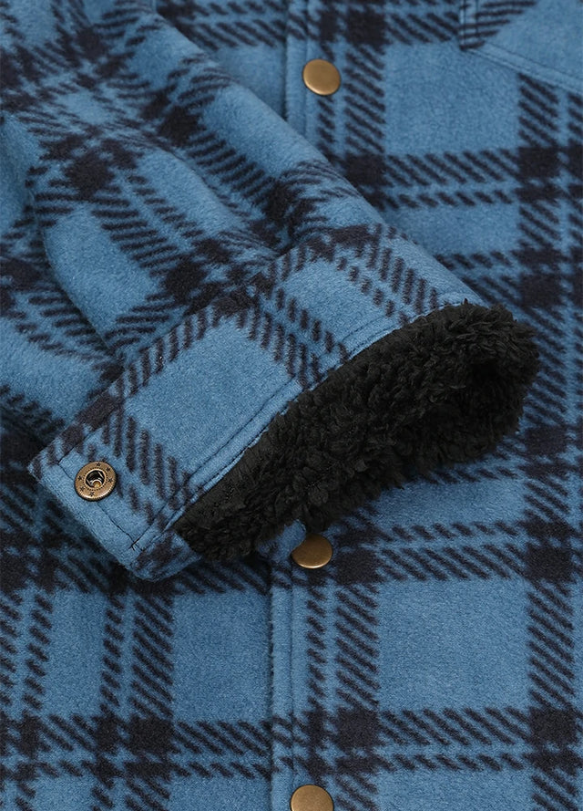 Men's Sherpa Lined Snap Button Shirt Jacket