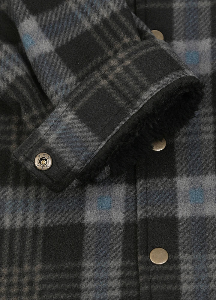 Men's Sherpa Lined Snap Button Shirt Jacket