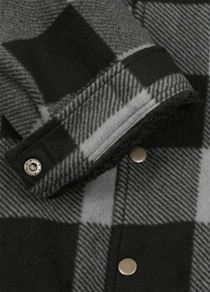 Men's Sherpa Lined Snap Button Shirt Jacket
