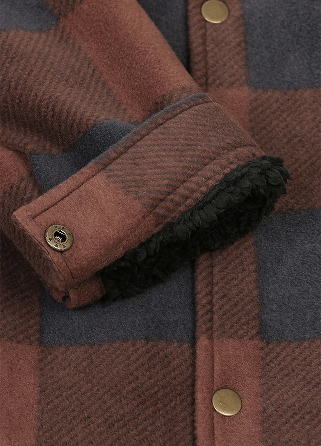Men's Sherpa Lined Snap Button Shirt Jacket