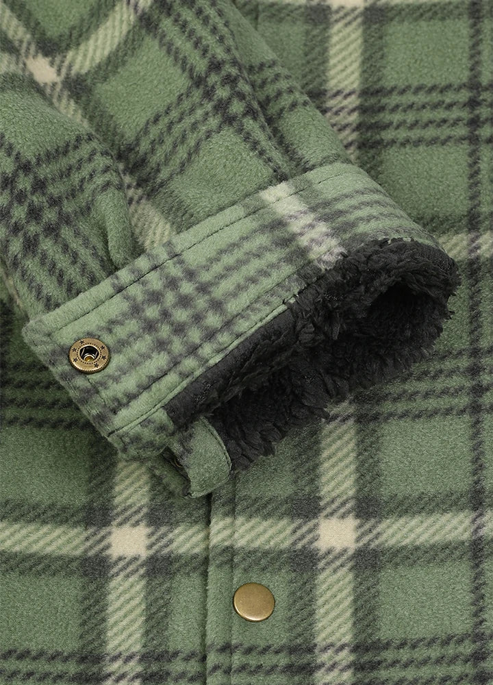 Men's Sherpa Lined Snap Button Shirt Jacket