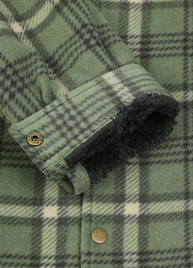 Men's Sherpa Lined Snap Button Shirt Jacket