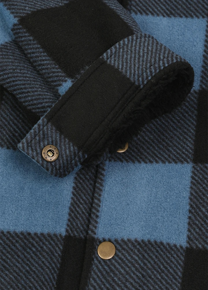 Men's Sherpa Lined Snap Button Shirt Jacket
