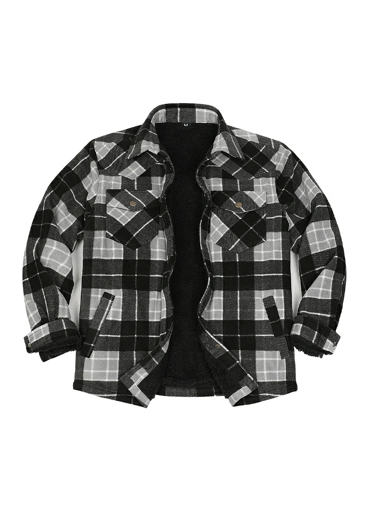 Men's Sherpa Lined Snap Button Shirt Jacket