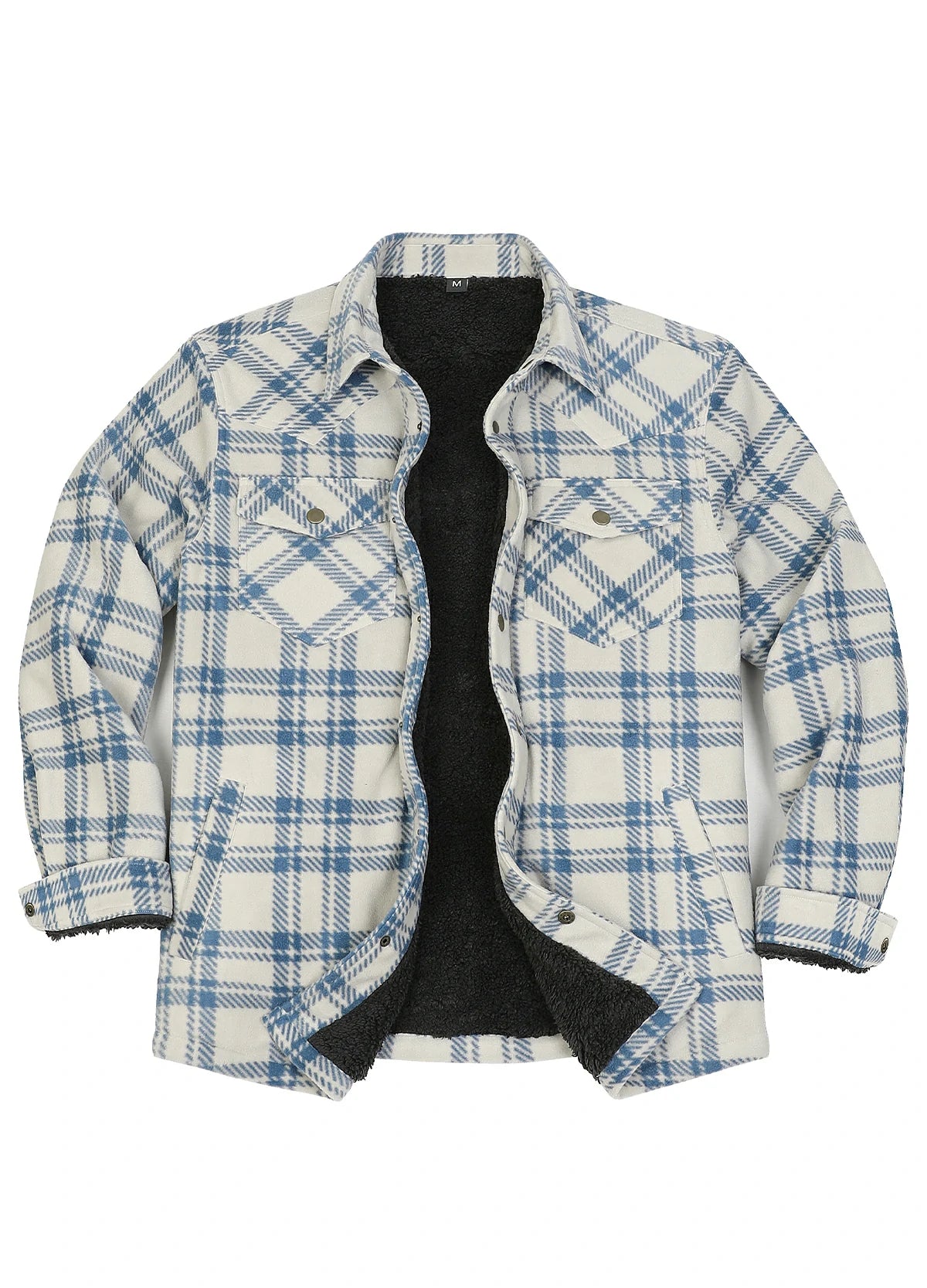 Men's Sherpa Lined Snap Button Shirt Jacket