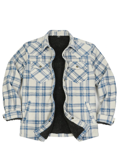 Men's Sherpa Lined Snap Button Shirt Jacket