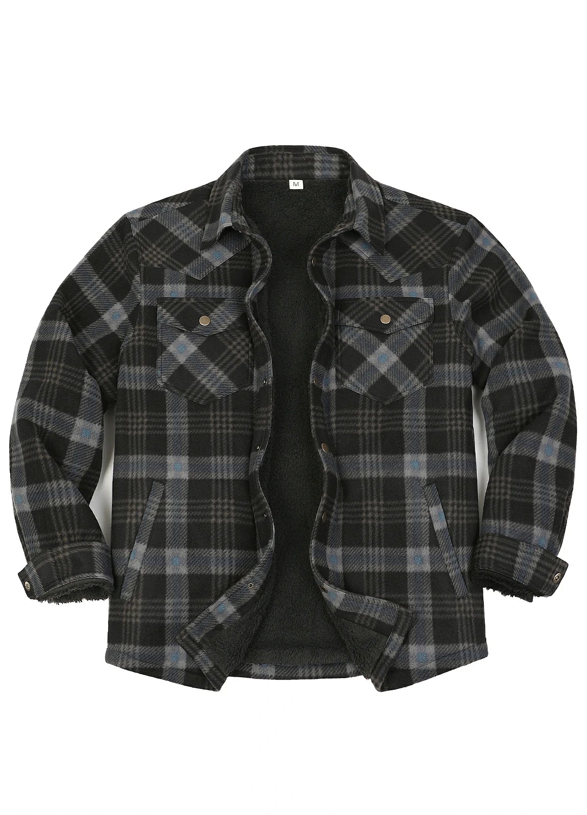 Men's Sherpa Lined Snap Button Shirt Jacket