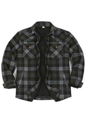 Men's Sherpa Lined Snap Button Shirt Jacket