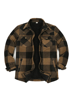 Men's Sherpa Lined Snap Button Shirt Jacket