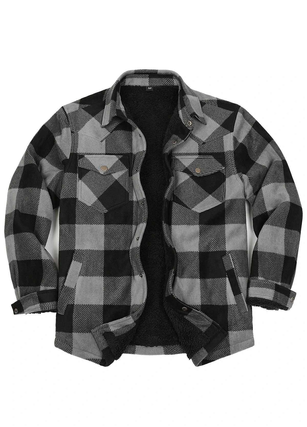 Men's Sherpa Lined Snap Button Shirt Jacket