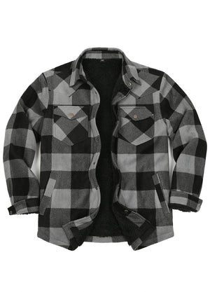 Men's Sherpa Lined Snap Button Shirt Jacket