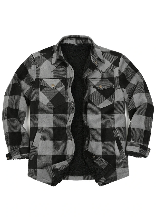Men's Sherpa Lined Snap Button Shirt Jacket