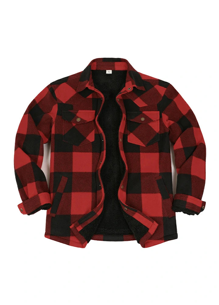 Men's Sherpa Lined Snap Button Shirt Jacket