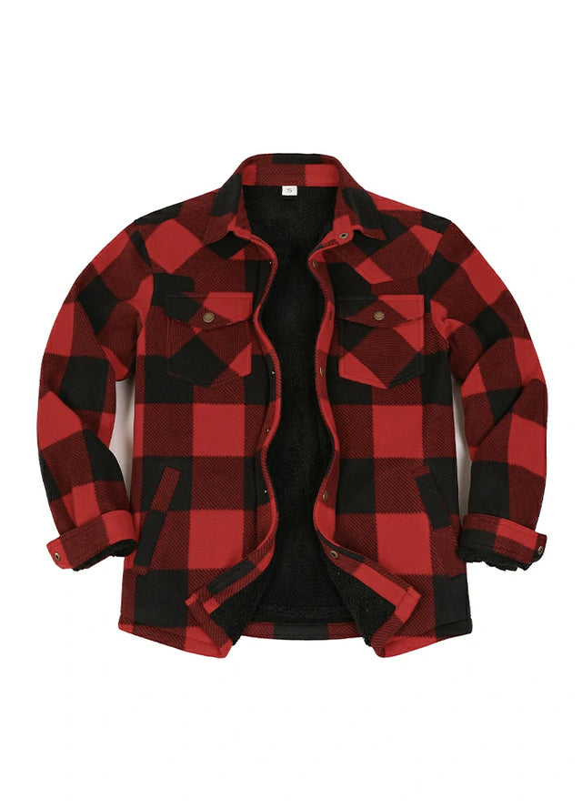 Men's Sherpa Lined Snap Button Shirt Jacket