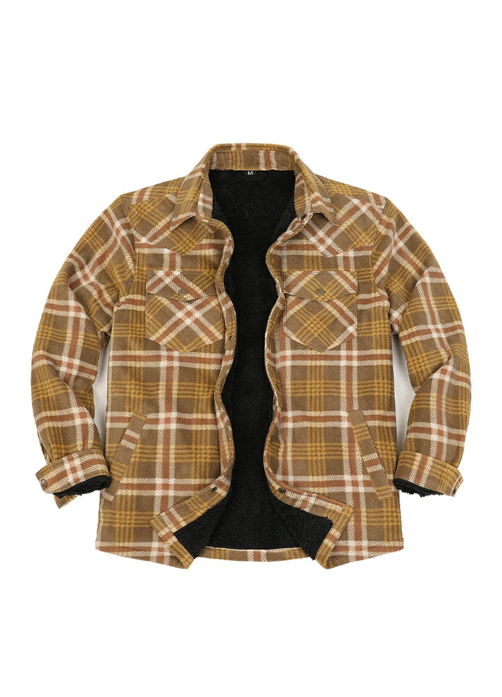 Men's Sherpa Lined Snap Button Shirt Jacket