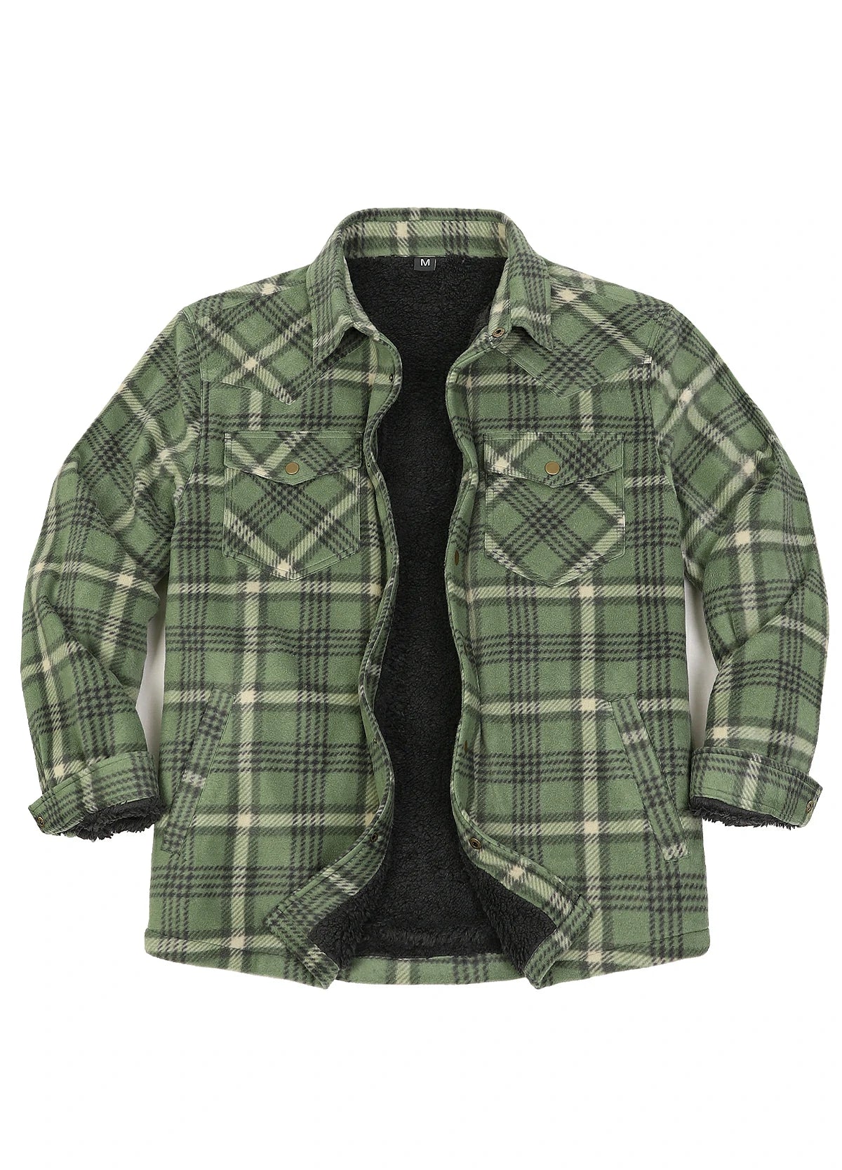 Men's Sherpa Lined Snap Button Shirt Jacket