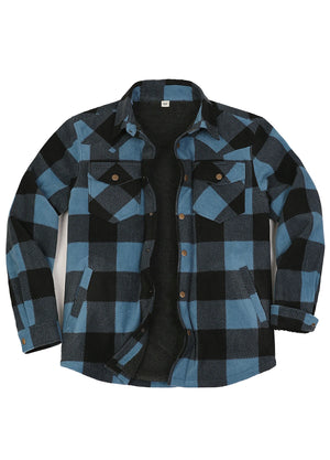 Men's Sherpa Lined Snap Button Shirt Jacket