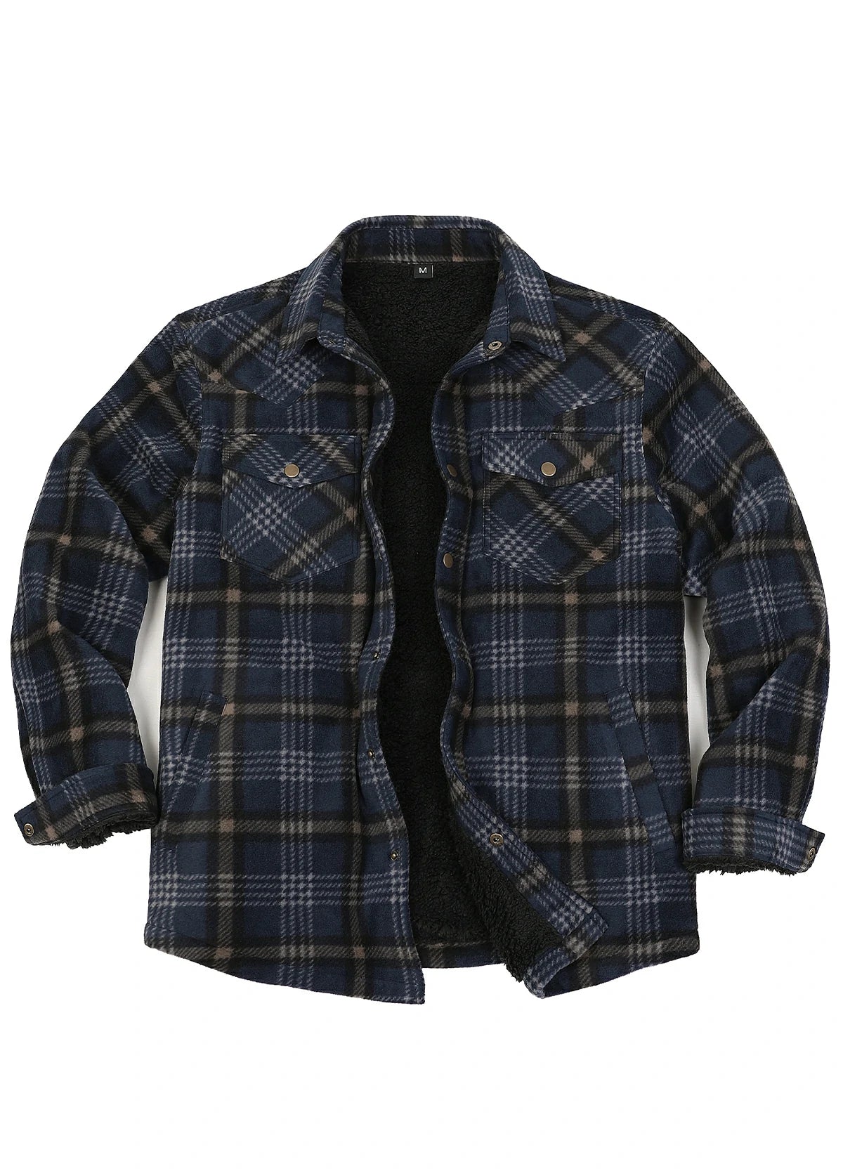 Men's Sherpa Lined Snap Button Shirt Jacket