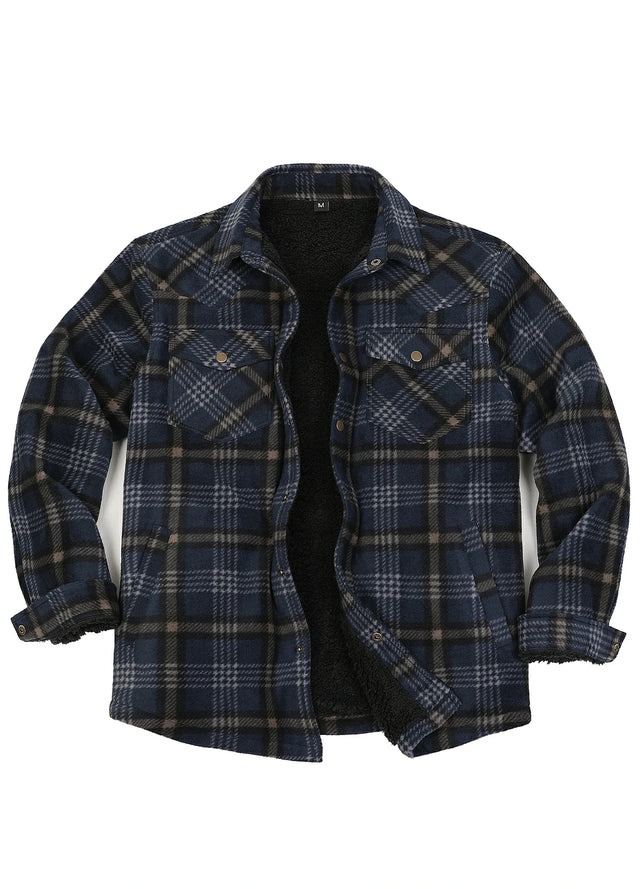 Men's Sherpa Lined Snap Button Shirt Jacket