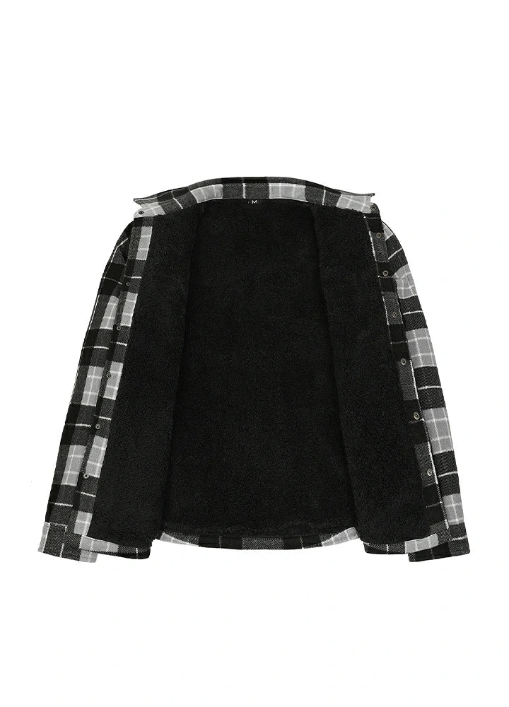 Men's Sherpa Lined Snap Button Shirt Jacket