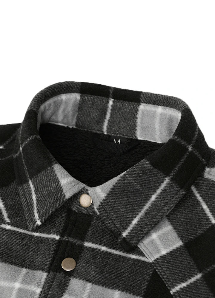 Men's Sherpa Lined Snap Button Shirt Jacket