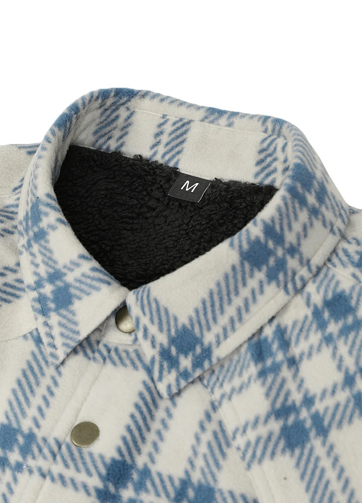 Men's Sherpa Lined Snap Button Shirt Jacket