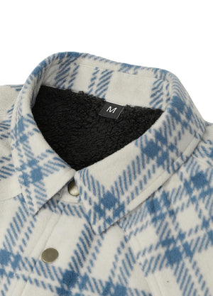 Men's Sherpa Lined Snap Button Shirt Jacket
