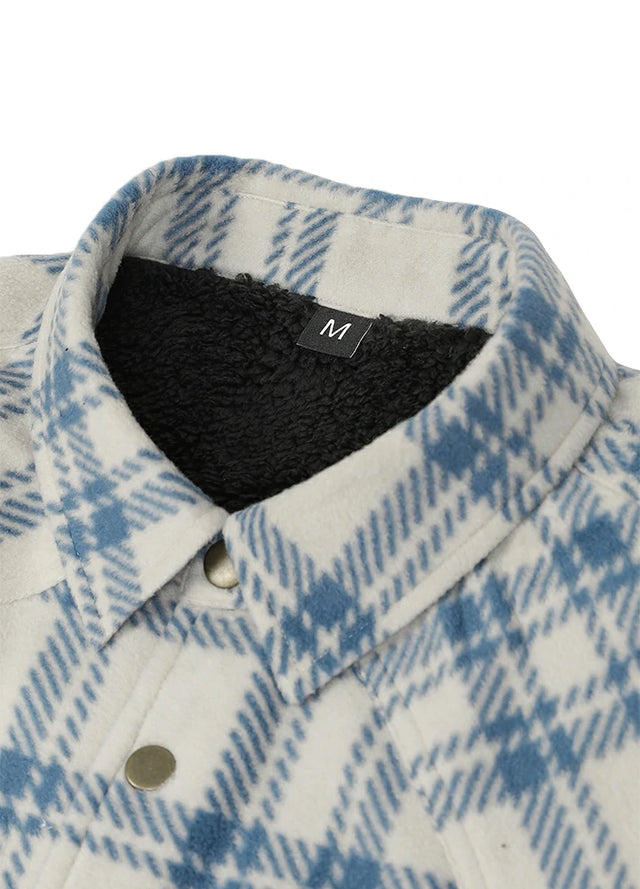 Men's Sherpa Lined Snap Button Shirt Jacket