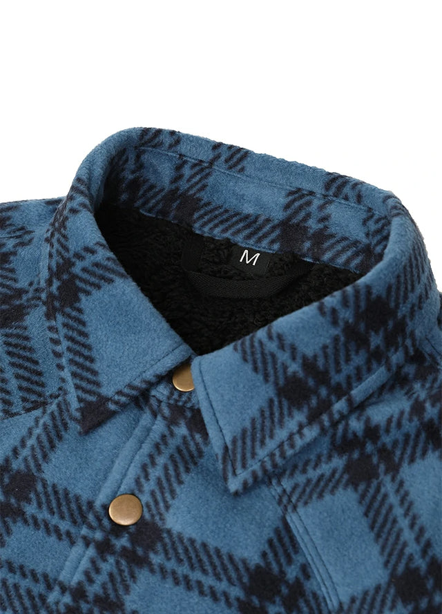 Men's Sherpa Lined Snap Button Shirt Jacket