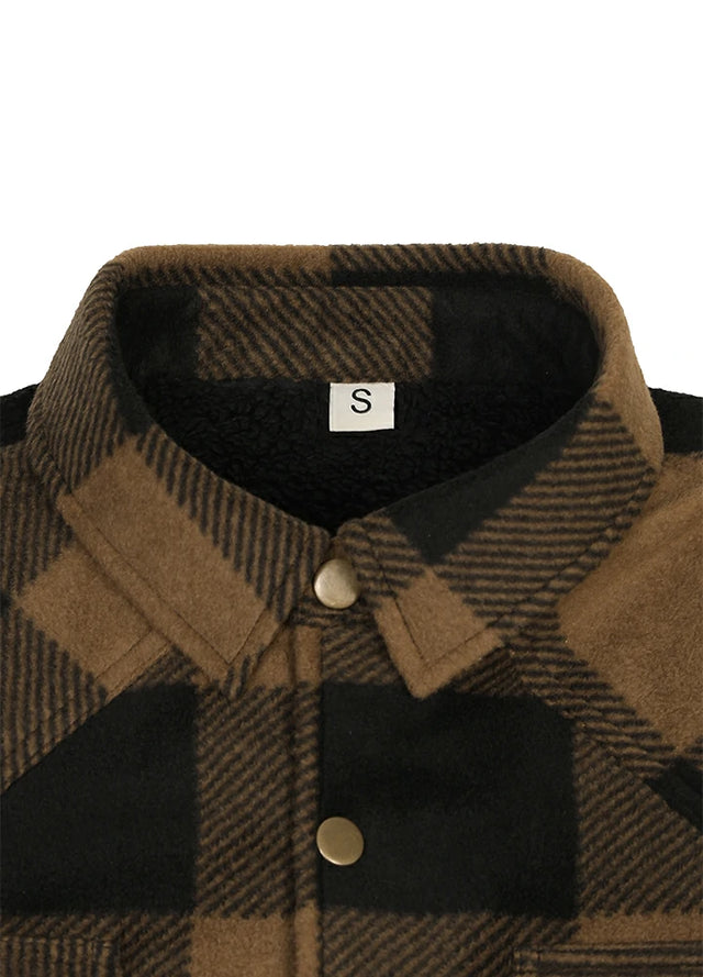 Men's Sherpa Lined Snap Button Shirt Jacket