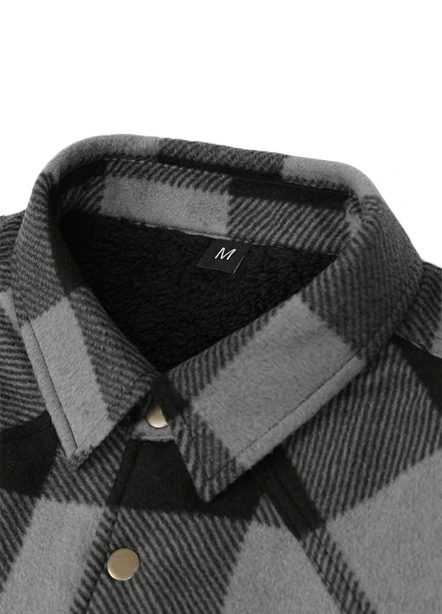Men's Sherpa Lined Snap Button Shirt Jacket
