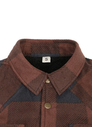 Men's Sherpa Lined Snap Button Shirt Jacket