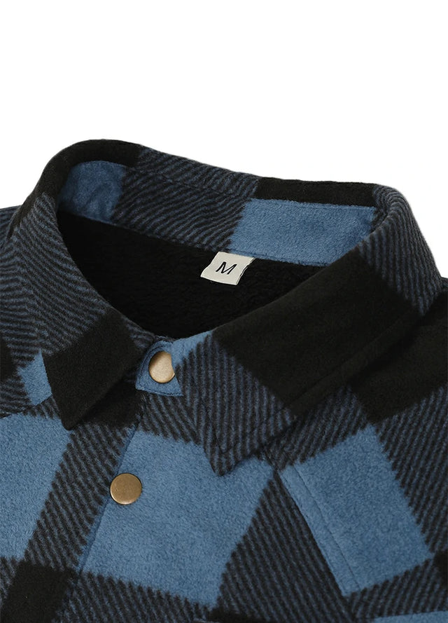 Men's Sherpa Lined Snap Button Shirt Jacket
