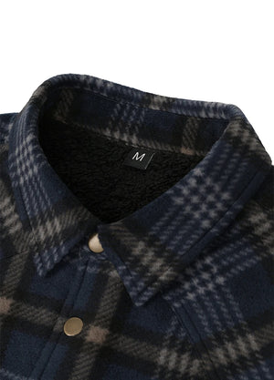 Men's Sherpa Lined Snap Button Shirt Jacket