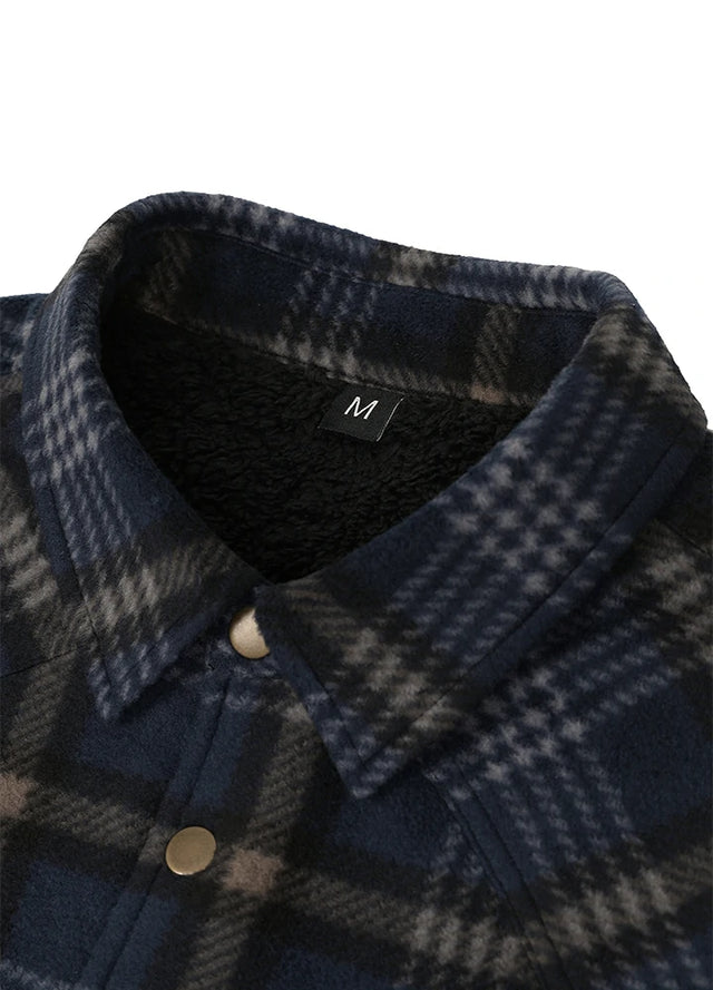 Men's Sherpa Lined Snap Button Shirt Jacket