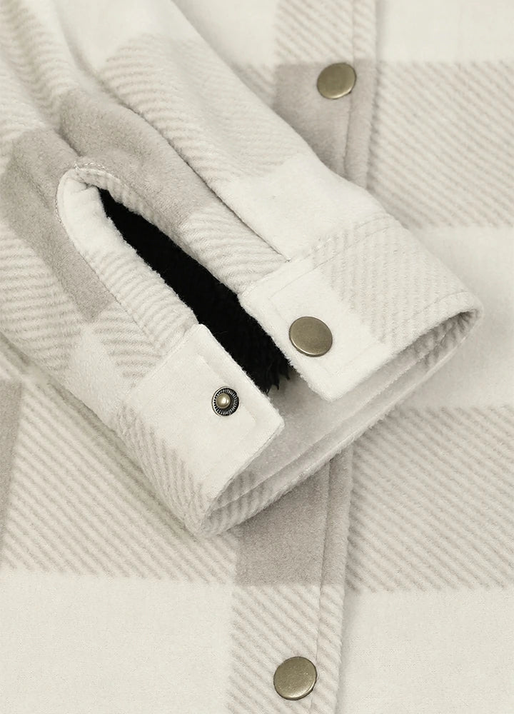 Women's Fleece Lined Snap Button Shirt Jacket