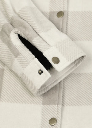 Women's Fleece Lined Snap Button Shirt Jacket