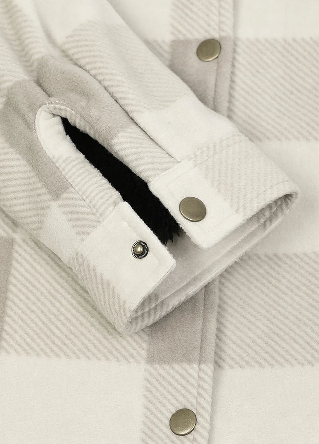 Women's Fleece Lined Snap Button Shirt Jacket