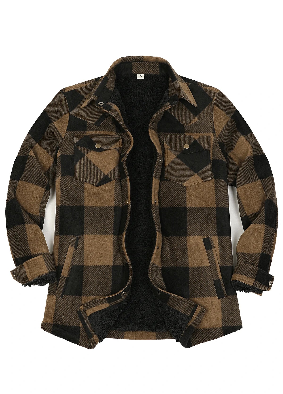 Women's Fleece Lined Snap Button Shirt Jacket