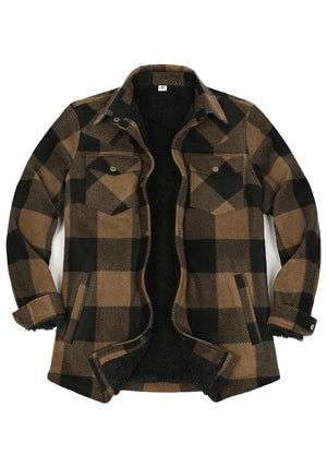 Women's Fleece Lined Snap Button Shirt Jacket