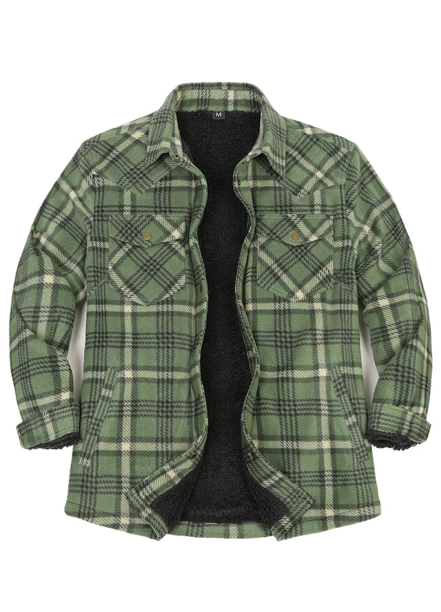 Women's Fleece Lined Snap Button Shirt Jacket