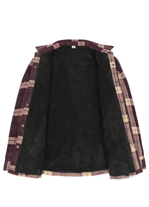 Women's Fleece Lined Snap Button Shirt Jacket