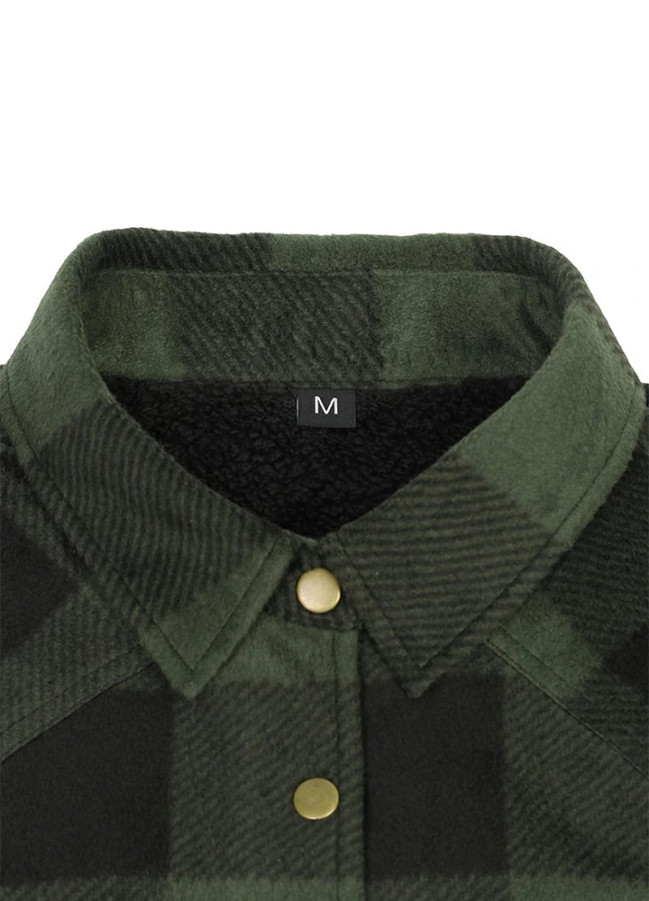 Women's Fleece Lined Snap Button Shirt Jacket